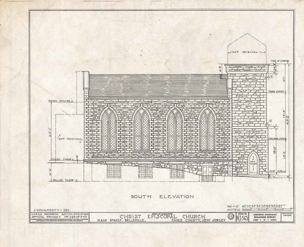 Blueprint HABS NJ,7-BELVI,7- (Sheet 4 of 11) - Christ Episcopal Church, Belleville, Essex County, NJ