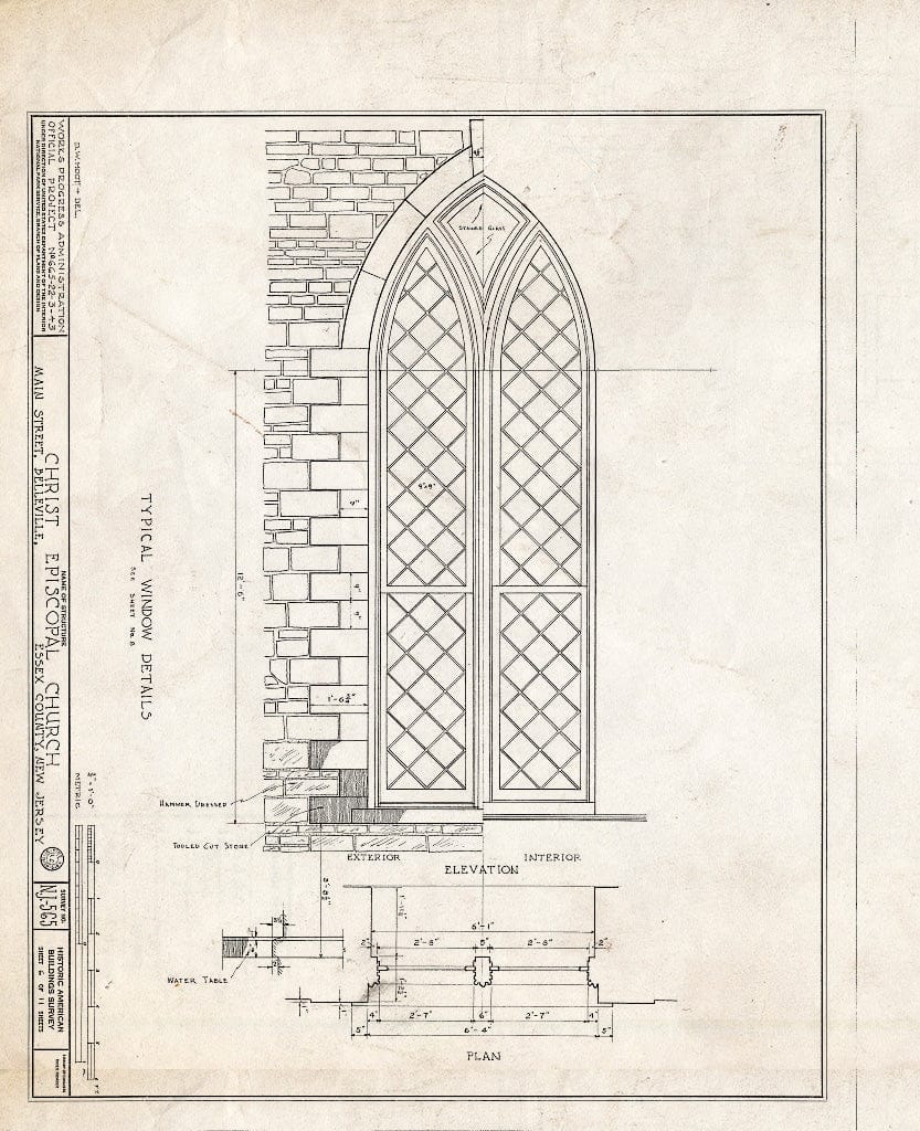 Blueprint HABS NJ,7-BELVI,7- (Sheet 6 of 11) - Christ Episcopal Church, Belleville, Essex County, NJ
