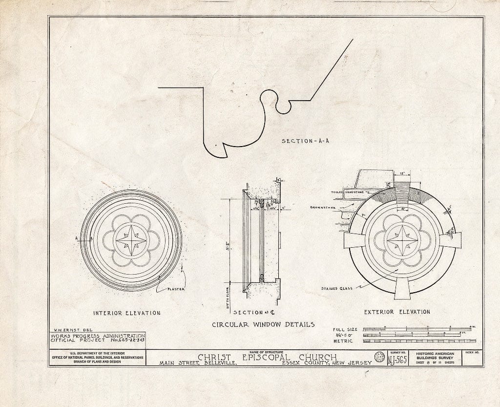 Blueprint HABS NJ,7-BELVI,7- (Sheet 8 of 11) - Christ Episcopal Church, Belleville, Essex County, NJ