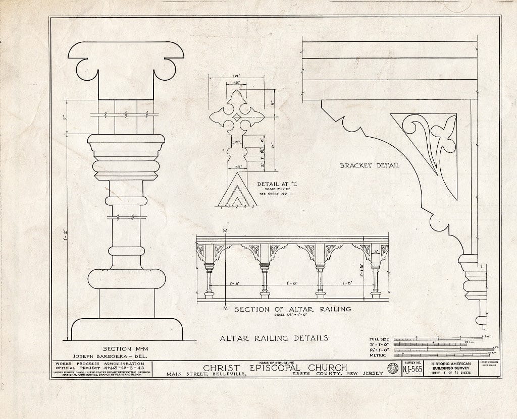 Blueprint HABS NJ,7-BELVI,7- (Sheet 11 of 11) - Christ Episcopal Church, Belleville, Essex County, NJ