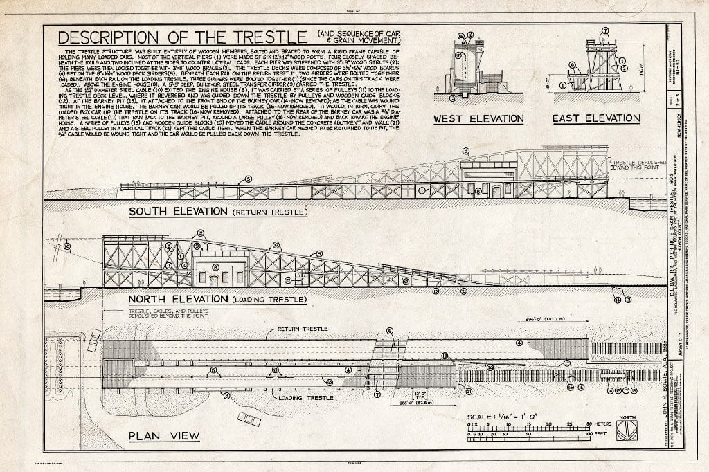 Blueprint HAER NJ,9-JERCI,5- (Sheet 2 of 3) - Delaware, Lackawanna & Western Railroad, Pier No. 6, Erie Lackawanna Railroad Yard, Jersey City, Hudson County, NJ