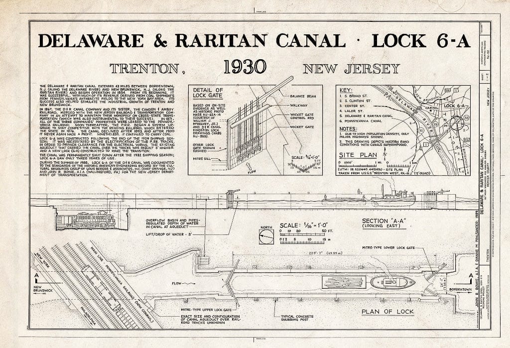 Blueprint HAER NJ,11-Tret,38- (Sheet 1 of 2) - Delaware & Raritan Canal, Lock 6A, Between Greenwood & Hamilton Avenues, Trenton, Mercer County, NJ
