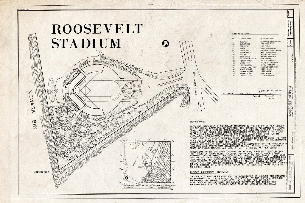 Blueprint HABS NJ,9-JERCI,16- (Sheet 1 of 1) - Roosevelt Stadium, State Route 440 & Danforth Avenue, Jersey City, Hudson County, NJ