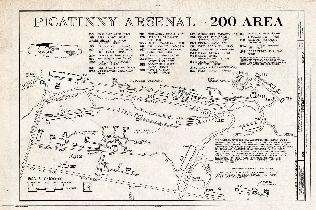 Blueprint HAER NJ,14-DOV.V,2-A- (Sheet 1 of 2) - Picatinny Arsenal, 200 Area, Shell Component Loading, State Route 15 Near I-80, Dover, Morris County, NJ