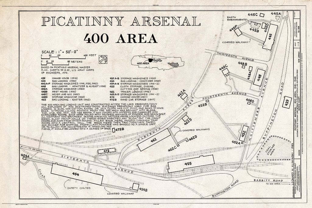 Blueprint HAER NJ,14-DOV.V,2-B- (Sheet 1 of 2) - Picatinny Arsenal, 400 Area, Gun Bag Loading District, State Route 15 Near I-80, Dover, Morris County, NJ