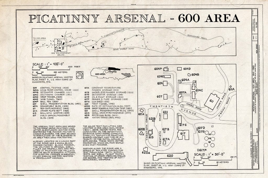 Blueprint HAER NJ,14-DOV.V,2-D- (Sheet 1 of 1) - Picatinny Arsenal, 600 Area, Test Areas District, State Route 15 Near I-80, Dover, Morris County, NJ