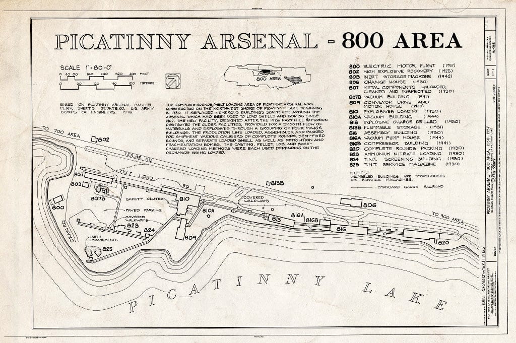 Blueprint HAER NJ,14-DOV.V,2-E- (Sheet 1 of 1) - Picatinny Arsenal, 800 Area, Complete Rounds-Melt Loading District, State Route 15 Near I-80, Dover, Morris County, NJ