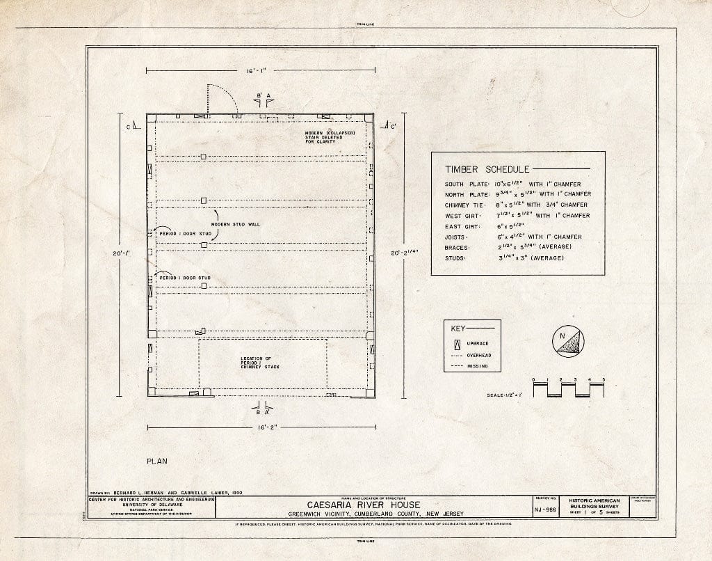 Blueprint HABS NJ,6-GREWI.V,8- (Sheet 1 of 5) - Caesaria River House, Perry Road, Greenwich, Cumberland County, NJ