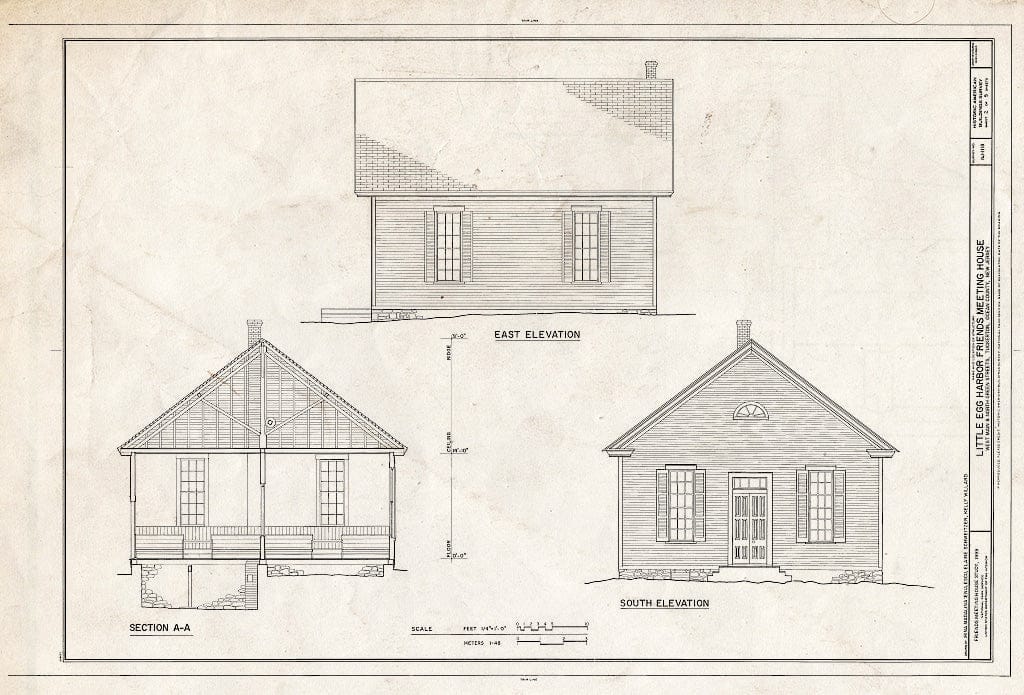 Blueprint HABS NJ,15-Tuck,1- (Sheet 2 of 5) - Little Egg Harbor Friends Meeting House, West Main & North Green Streets, Tuckerton, Ocean County, NJ
