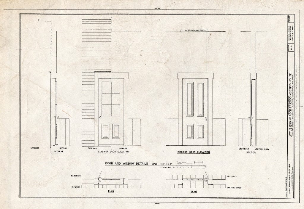 Blueprint HABS NJ,15-Tuck,1- (Sheet 4 of 5) - Little Egg Harbor Friends Meeting House, West Main & North Green Streets, Tuckerton, Ocean County, NJ
