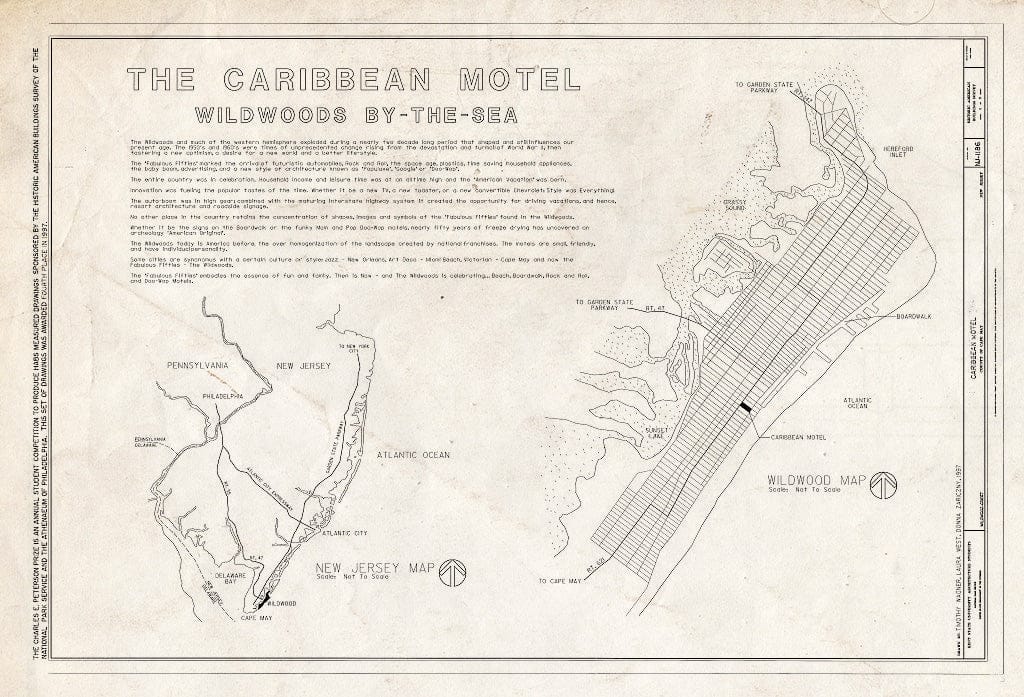Blueprint HABS NJ,5-WILDWC,1- (Sheet 1 of 9) - Caribbean Motel, 5600 Ocean Avenue, Wildwood Crest, Cape May County, NJ