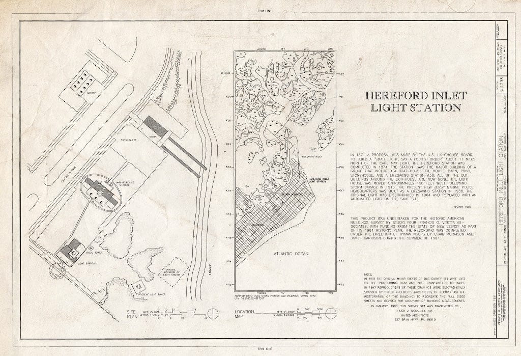 Blueprint HABS NJ,5-NWILDW,1- (Sheet 1 of 7) - Hereford Inlet Light Station, 154 Central Avenue, North Wildwood, Cape May County, NJ