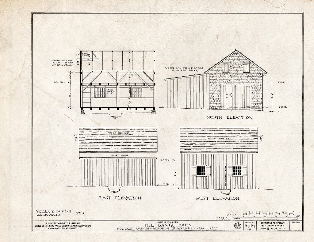 Blueprint HABS NJ,2-para,3A- (Sheet 1 of 3) - Banta Barn, Howland Avenue, Paramus, Bergen County, NJ