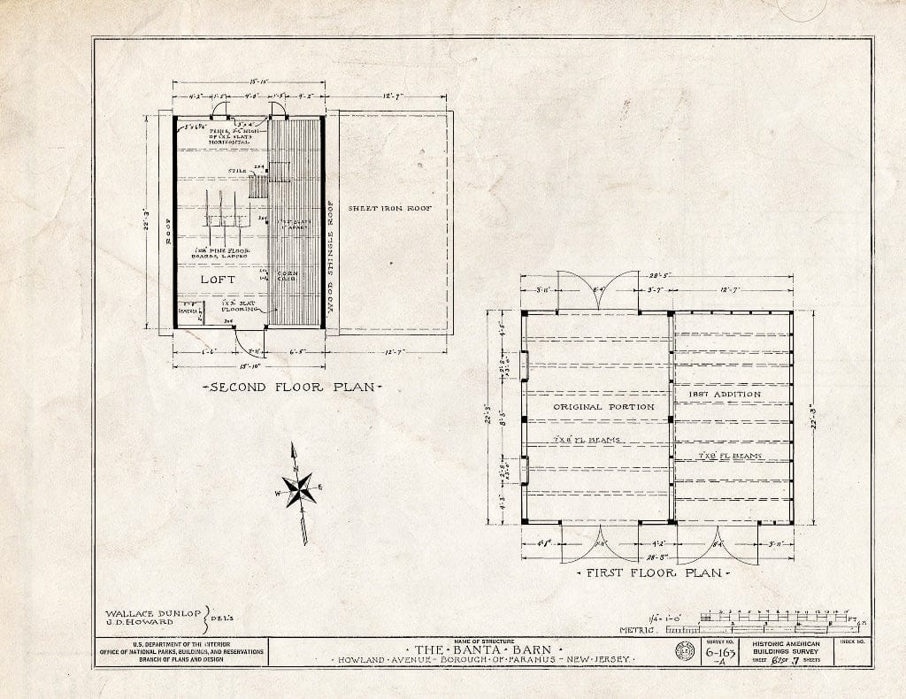 Blueprint HABS NJ,2-para,3A- (Sheet 2 of 3) - Banta Barn, Howland Avenue, Paramus, Bergen County, NJ