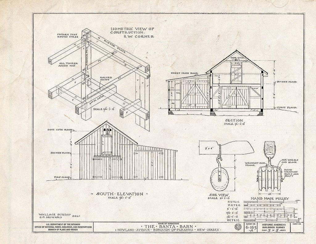 Blueprint HABS NJ,2-para,3A- (Sheet 3 of 3) - Banta Barn, Howland Avenue, Paramus, Bergen County, NJ