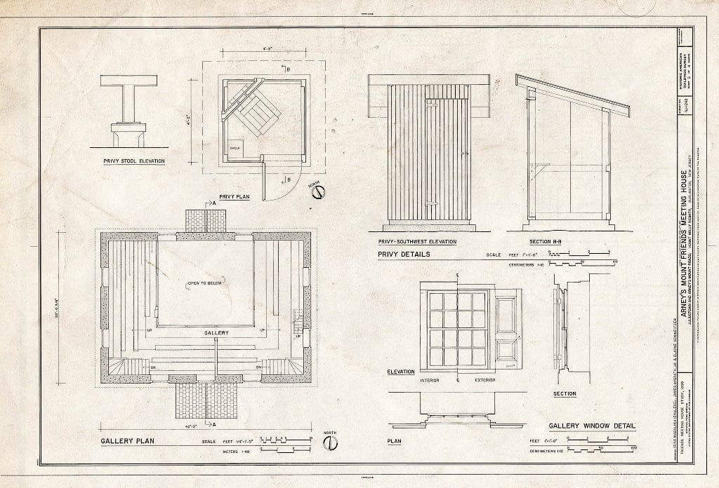 Blueprint HABS NJ-1243 (Sheet 2 of 4) - Arney's Mount Friends Meeting House, Southwest Corner of Juliustown & Arney's Mount Roads, Mount Holly, Burlington County, NJ