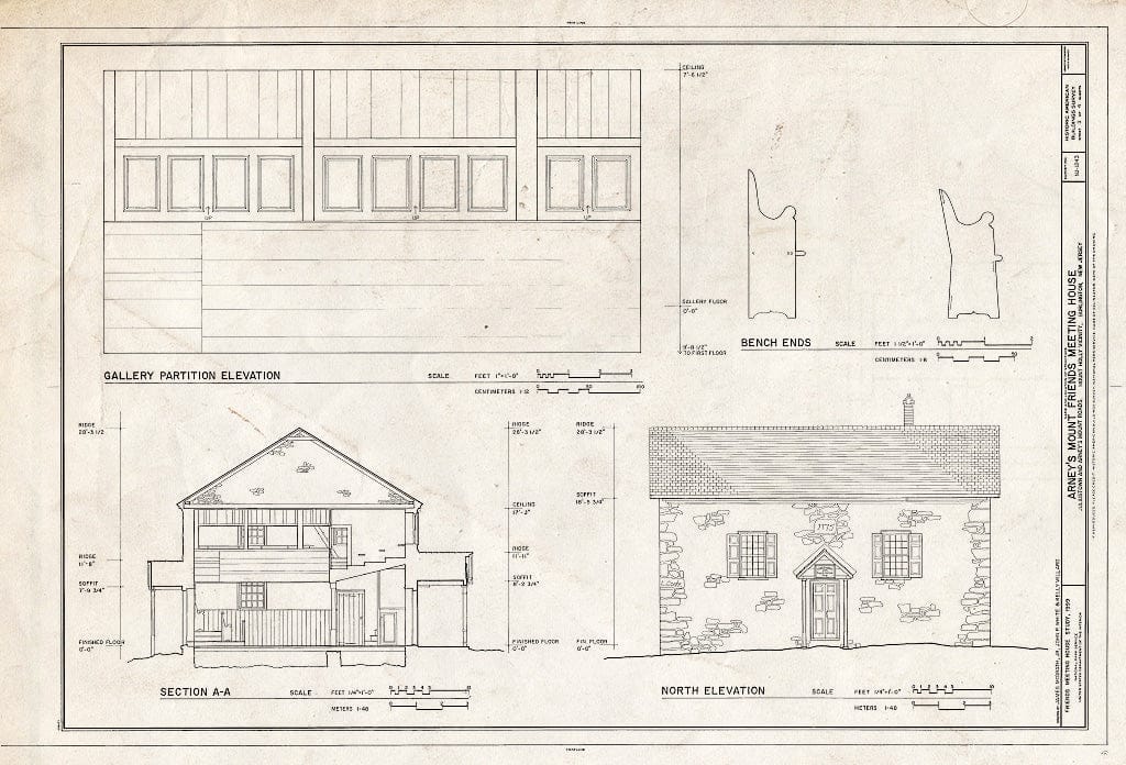 Blueprint HABS NJ-1243 (Sheet 3 of 4) - Arney's Mount Friends Meeting House, Southwest Corner of Juliustown & Arney's Mount Roads, Mount Holly, Burlington County, NJ