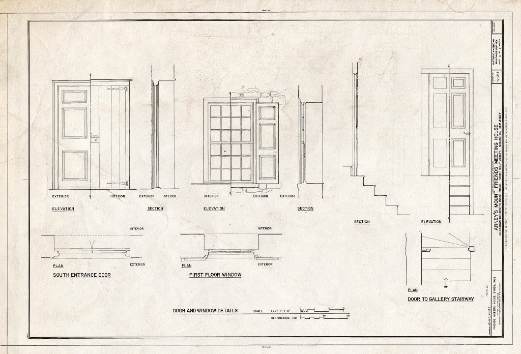 Blueprint HABS NJ-1243 (Sheet 4 of 4) - Arney's Mount Friends Meeting House, Southwest Corner of Juliustown & Arney's Mount Roads, Mount Holly, Burlington County, NJ