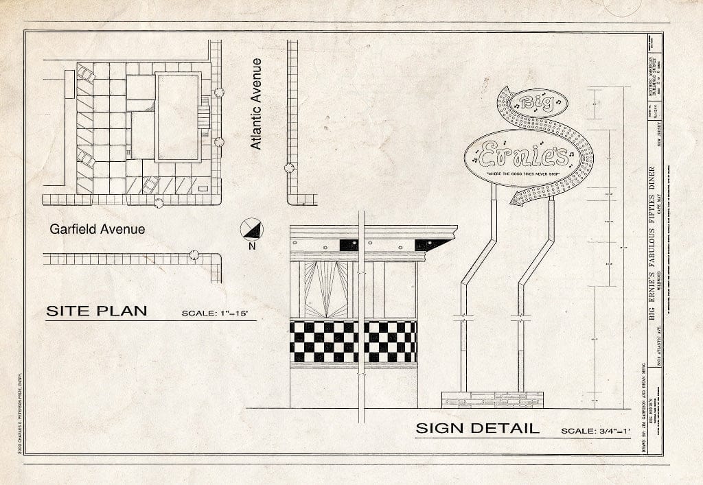 Blueprint HABS NJ,5-WILDWD,6- (Sheet 2 of 6) - Big Ernie's Fabulous Fifties Diner, 3801 Atlantic Avenue, Wildwood, Cape May County, NJ