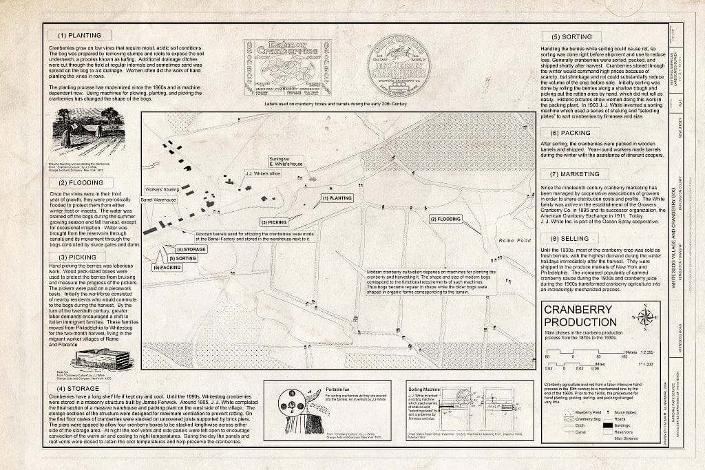Blueprint HALS NJ-1 (Sheet 2 of 13) - Whitesbog Village & Cranberry Bog, Whitesbog Road, Pemberton, Burlington County, NJ