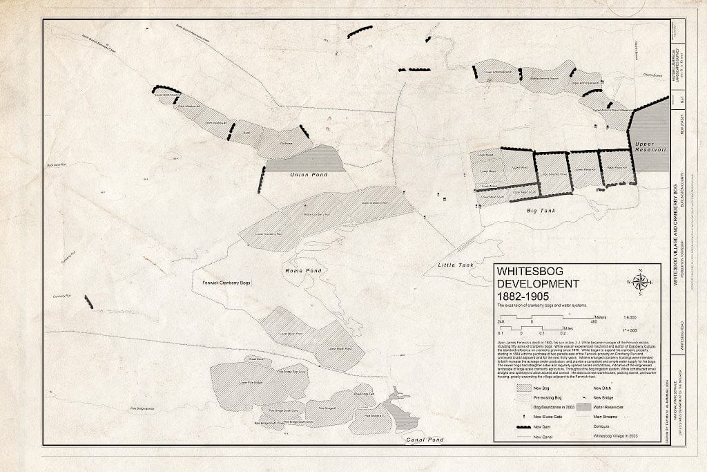 Blueprint HALS NJ-1 (Sheet 5 of 13) - Whitesbog Village & Cranberry Bog, Whitesbog Road, Pemberton, Burlington County, NJ