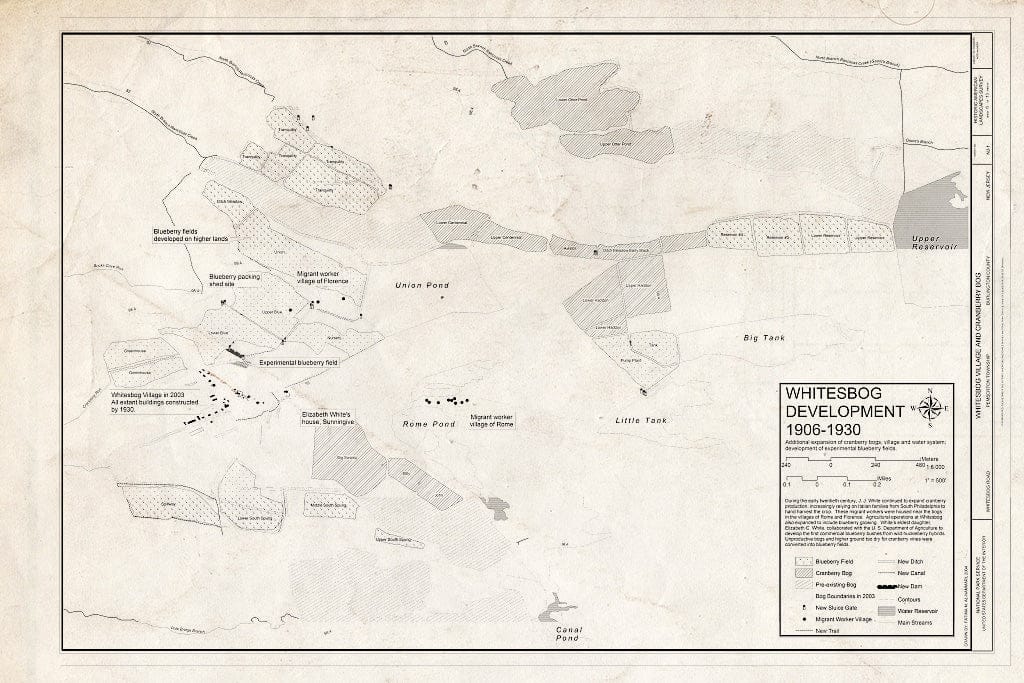 Blueprint HALS NJ-1 (Sheet 6 of 13) - Whitesbog Village & Cranberry Bog, Whitesbog Road, Pemberton, Burlington County, NJ