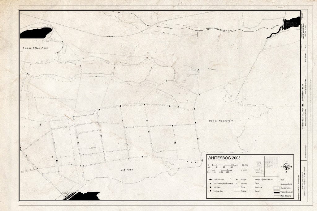 Blueprint HALS NJ-1 (Sheet 11 of 13) - Whitesbog Village & Cranberry Bog, Whitesbog Road, Pemberton, Burlington County, NJ