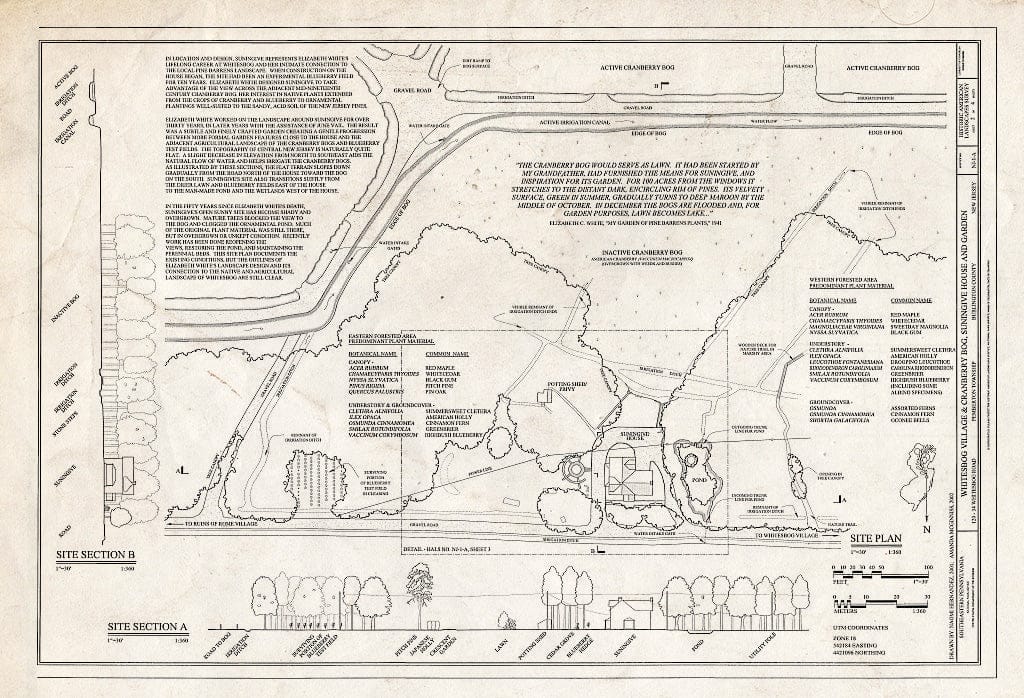Blueprint HALS NJ-1-A (Sheet 2 of 4) - Whitesbog Village & Cranberry Bog, Suningive House & Garden, 120-34 Whitesbog Road, Pemberton, Burlington County, NJ