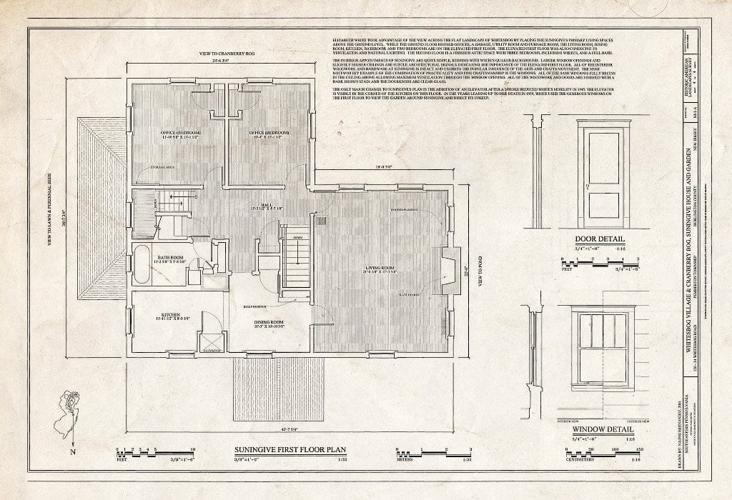 Blueprint HALS NJ-1-A (Sheet 4 of 4) - Whitesbog Village & Cranberry Bog, Suningive House & Garden, 120-34 Whitesbog Road, Pemberton, Burlington County, NJ