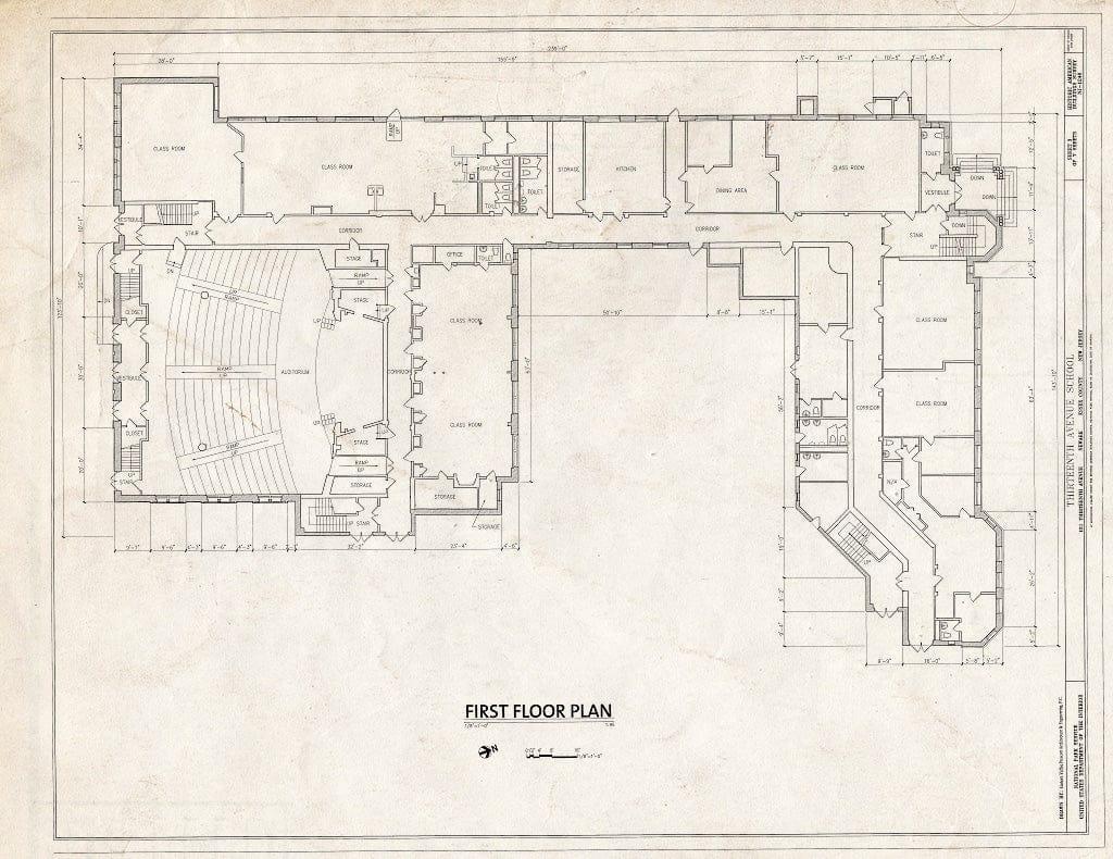 Blueprint HABS NJ-1246 (Sheet 3 of 7) - Thirteenth Avenue School, 131 Thirteenth Avenue, Newark, Essex County, NJ