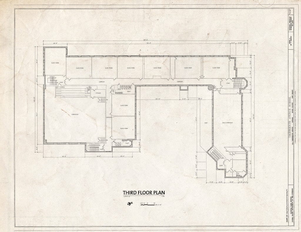 Blueprint HABS NJ-1246 (Sheet 5 of 7) - Thirteenth Avenue School, 131 Thirteenth Avenue, Newark, Essex County, NJ