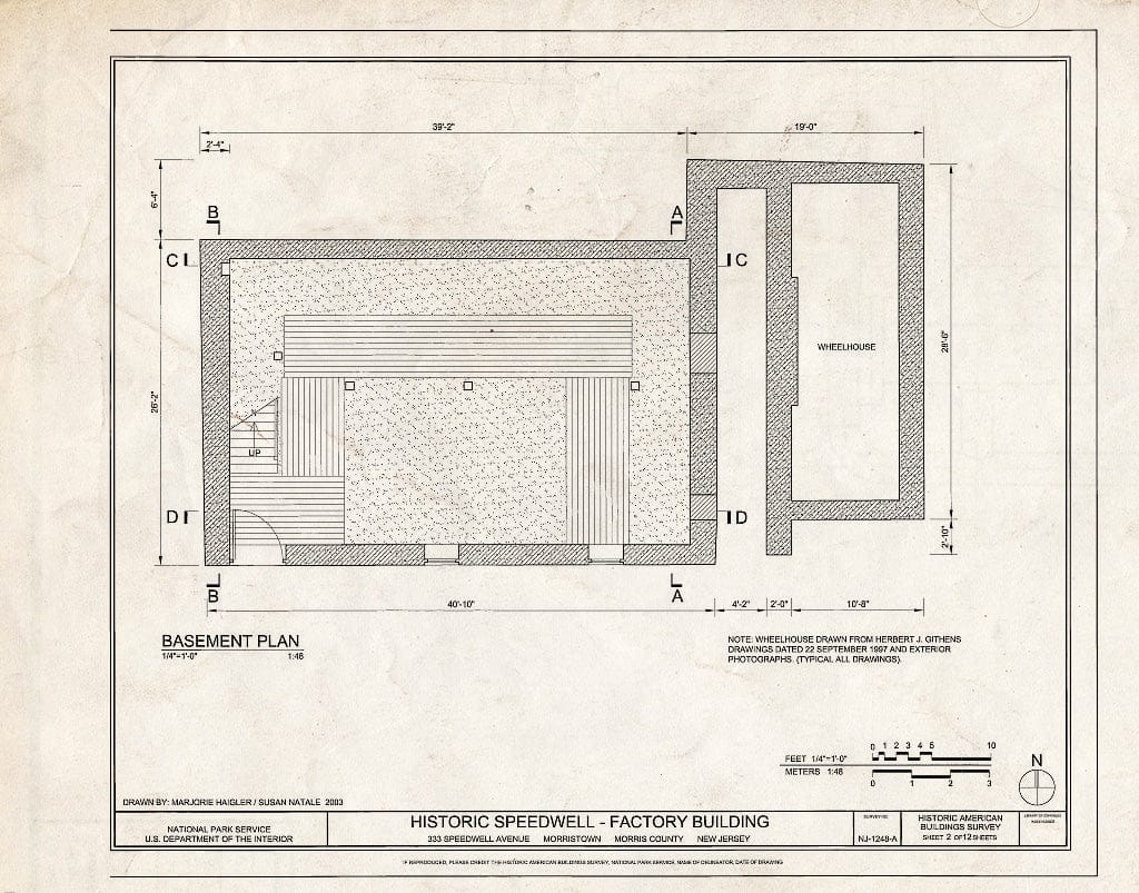 Blueprint HABS NJ-1248-A (Sheet 2 of 12) - Historic Speedwell, Factory Building, 333 Speedwell Avenue, Morristown, Morris County, NJ