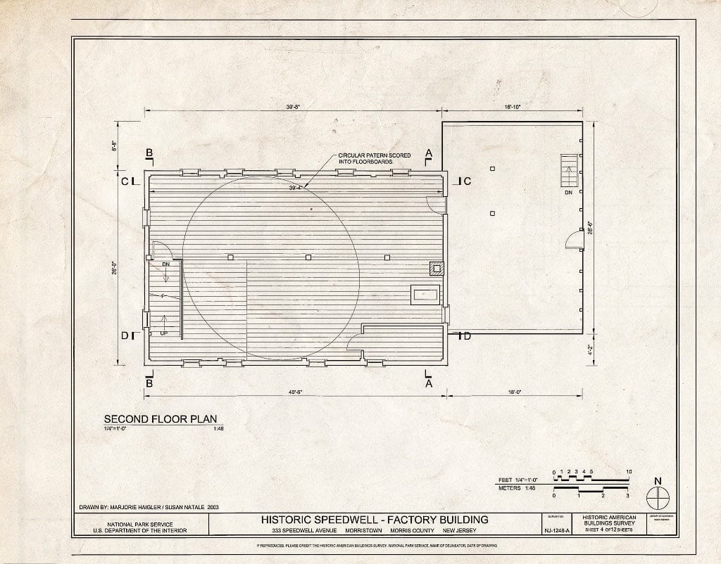 Blueprint HABS NJ-1248-A (Sheet 4 of 12) - Historic Speedwell, Factory Building, 333 Speedwell Avenue, Morristown, Morris County, NJ