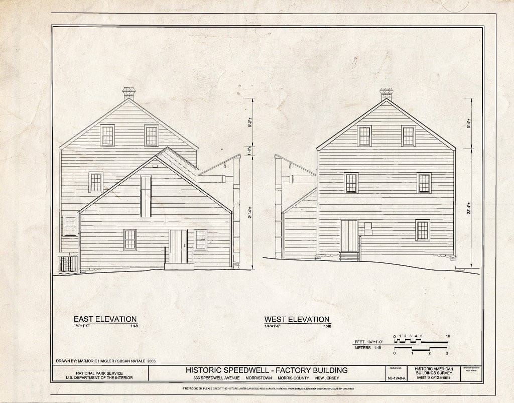 Blueprint HABS NJ-1248-A (Sheet 8 of 12) - Historic Speedwell, Factory Building, 333 Speedwell Avenue, Morristown, Morris County, NJ