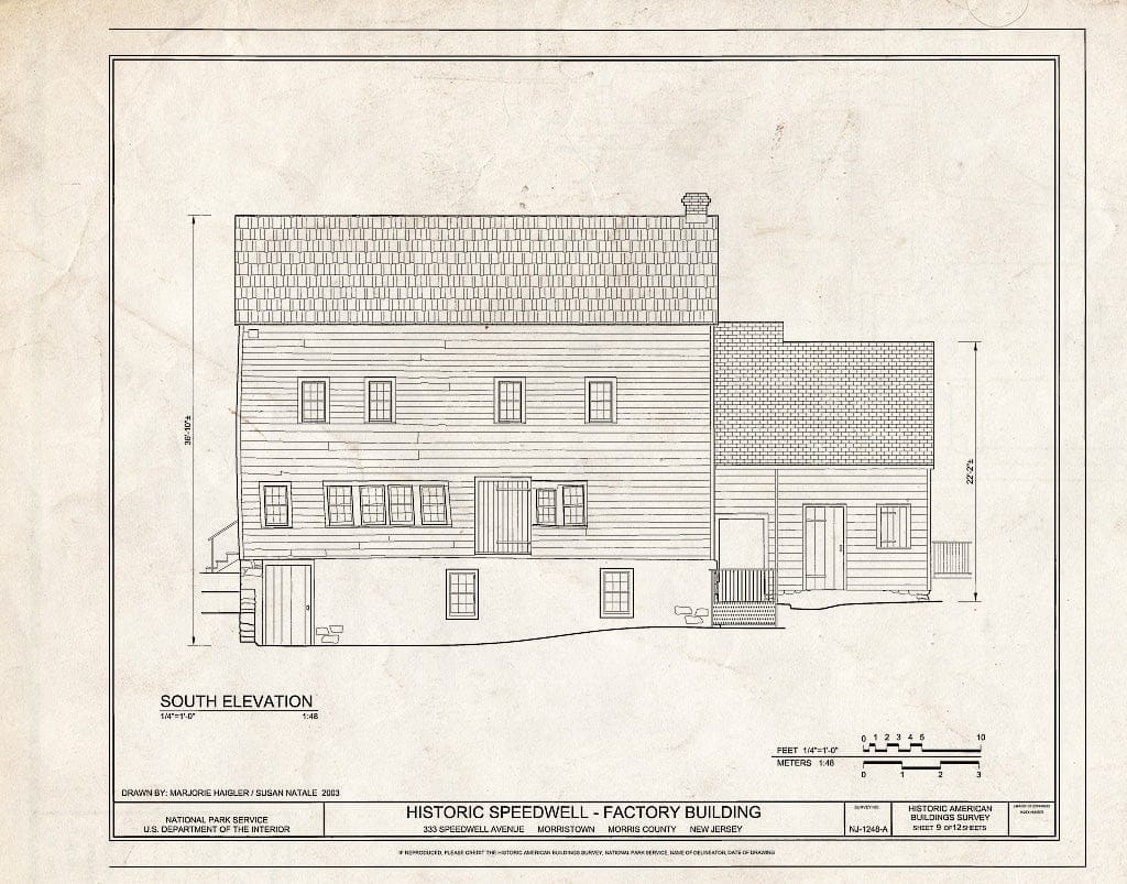 Blueprint HABS NJ-1248-A (Sheet 9 of 12) - Historic Speedwell, Factory Building, 333 Speedwell Avenue, Morristown, Morris County, NJ
