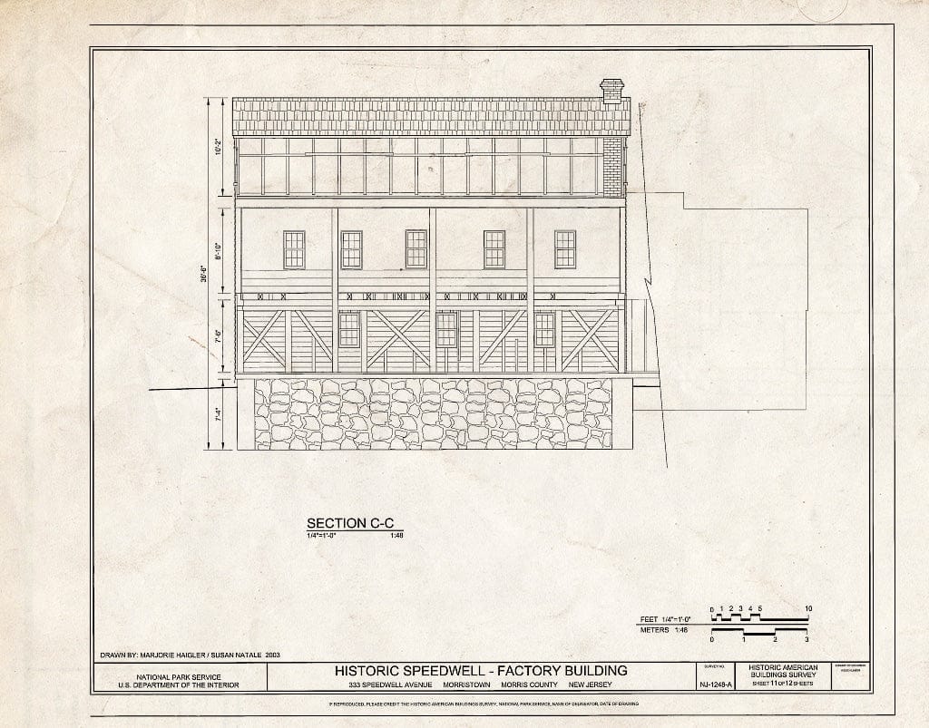 Blueprint HABS NJ-1248-A (Sheet 11 of 12) - Historic Speedwell, Factory Building, 333 Speedwell Avenue, Morristown, Morris County, NJ