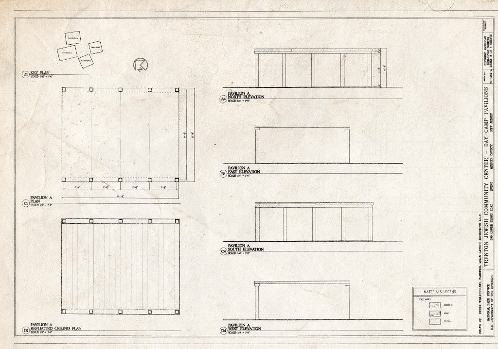 Blueprint Pavilion A, Elevations & Plans - Trenton Jewish Community Center, Day Camp Pavilions, 999 Lower Ferry Road, Ewing, Mercer County, NJ