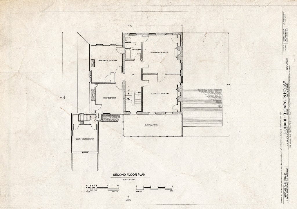 Blueprint Second Floor Plan - Richard Thompson House, 109 West Broadway, Salem, Salem County, NJ