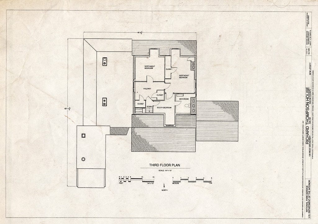 Blueprint Third Floor Plan - Richard Thompson House, 109 West Broadway, Salem, Salem County, NJ