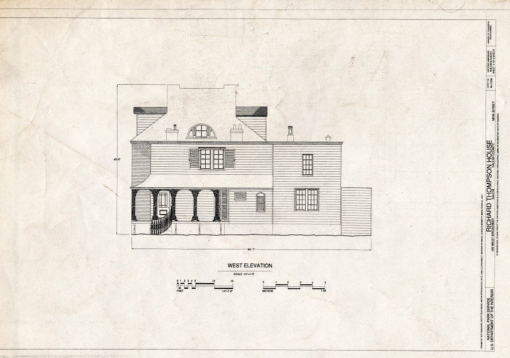 Blueprint West Elevation - Richard Thompson House, 109 West Broadway, Salem, Salem County, NJ