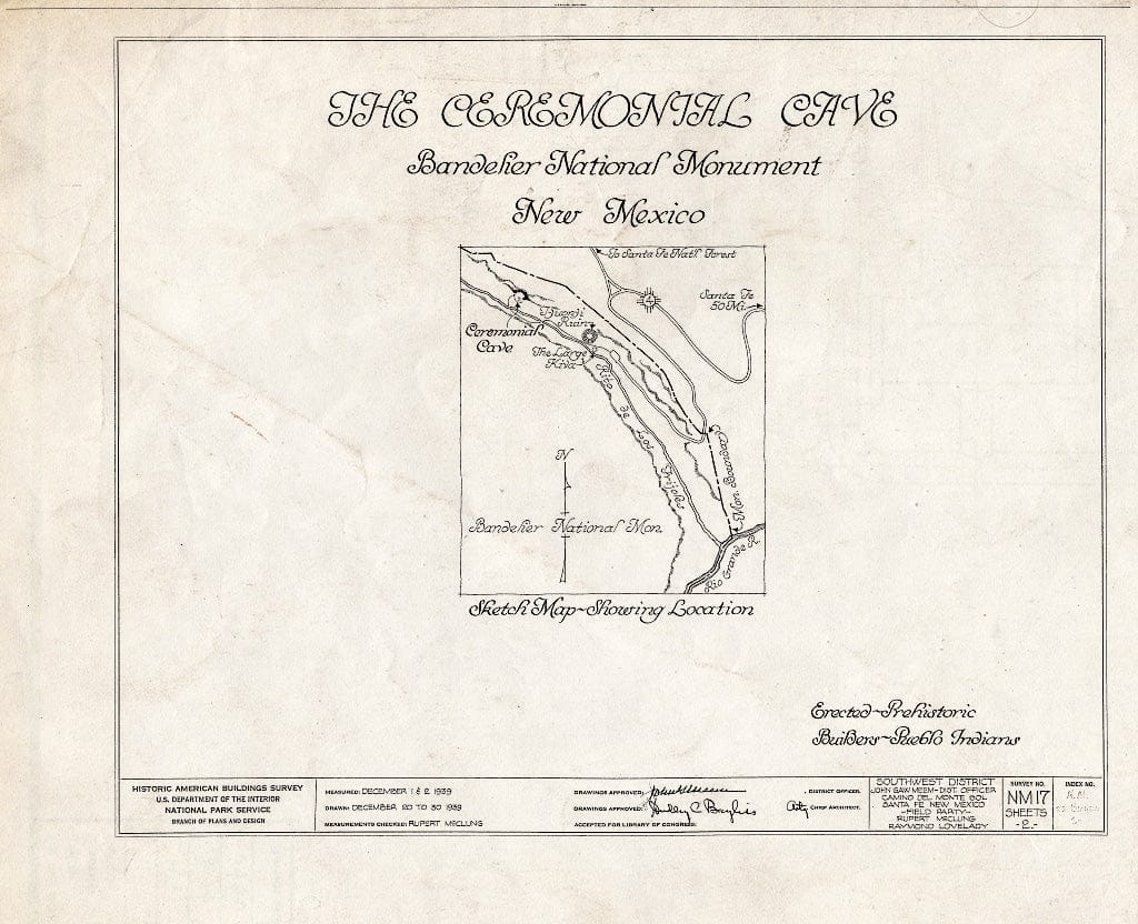 Blueprint HABS NM,22-Bland.V,2- (Sheet 0 of 2) - Ceremonial Cave, Bland, Sandoval County, NM