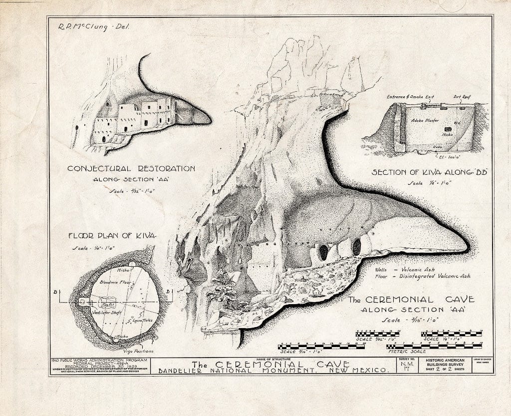 Blueprint HABS NM,22-Bland.V,2- (Sheet 2 of 2) - Ceremonial Cave, Bland, Sandoval County, NM