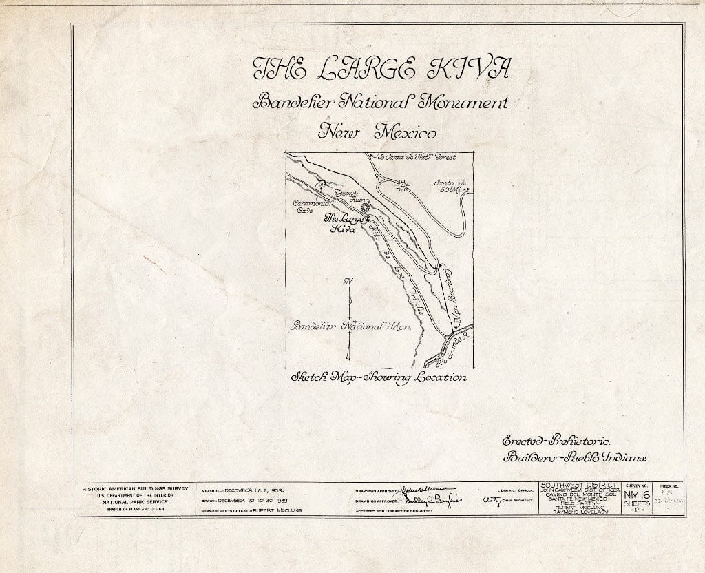 Blueprint HABS NM,22-Bland.V,1- (Sheet 0 of 2) - Kiva (Large), Bland, Sandoval County, NM