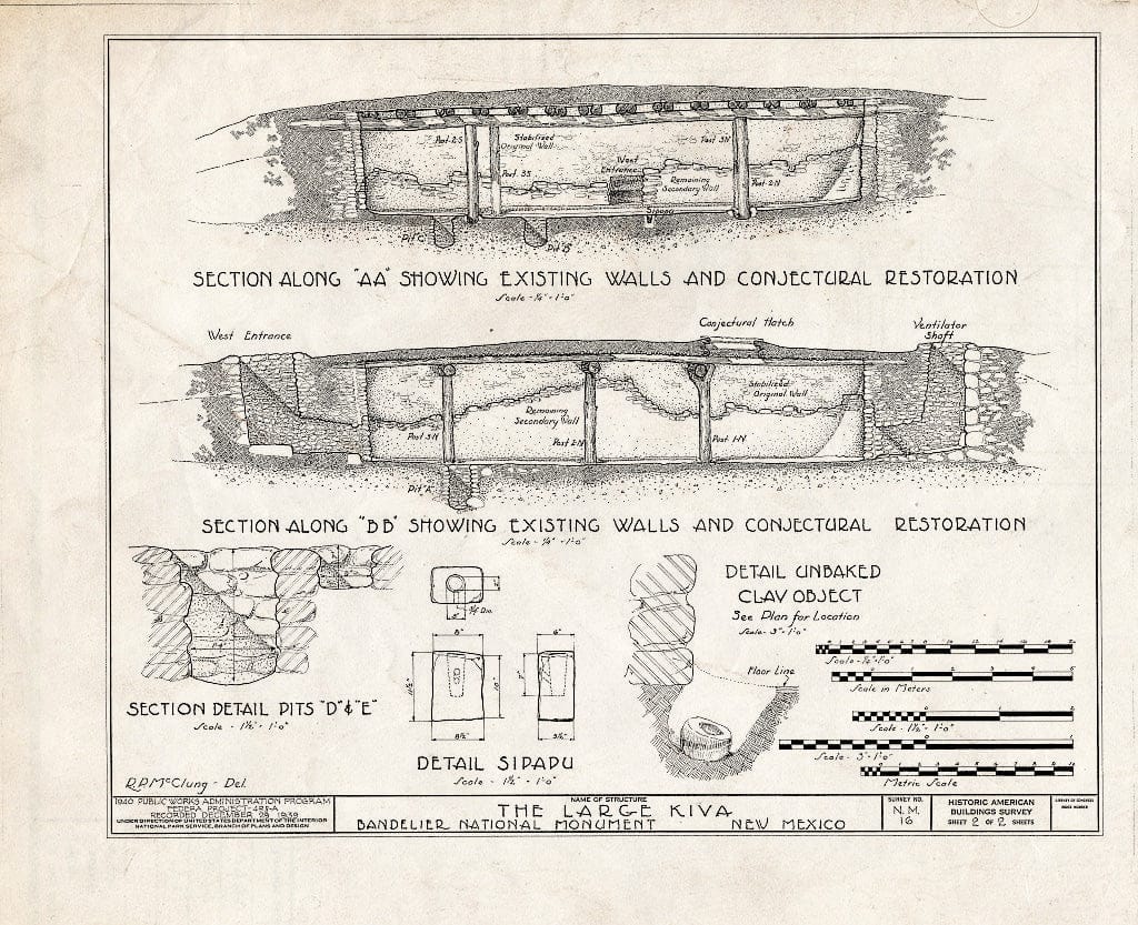 Blueprint HABS NM,22-Bland.V,1- (Sheet 2 of 2) - Kiva (Large), Bland, Sandoval County, NM