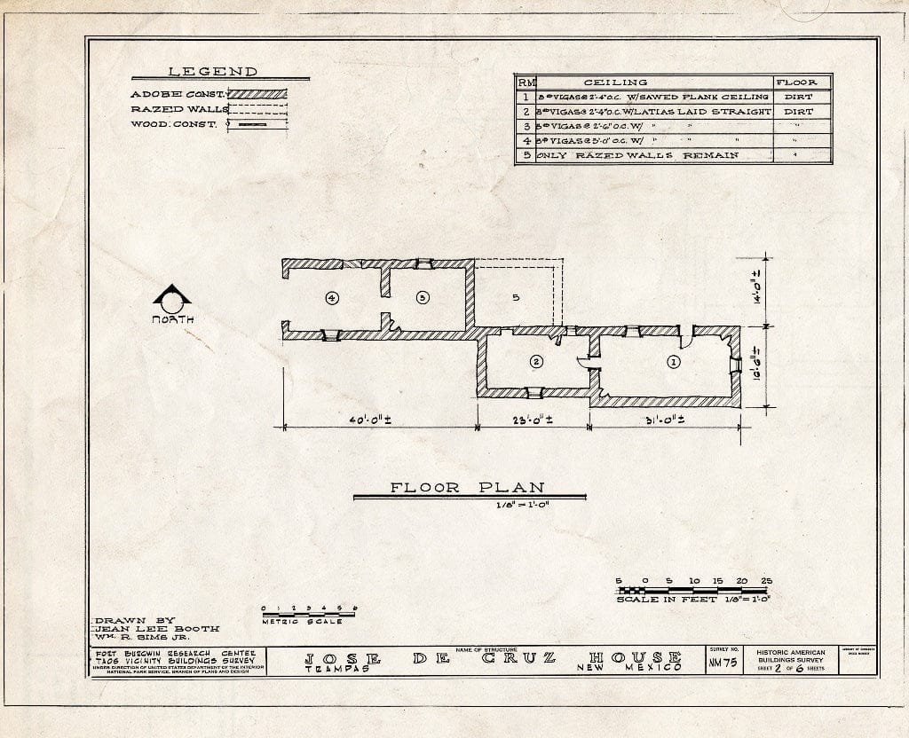 Blueprint HABS NM,28-Tramp,2- (Sheet 2 of 6) - Jose de Cruz House, Trampas, Taos County, NM