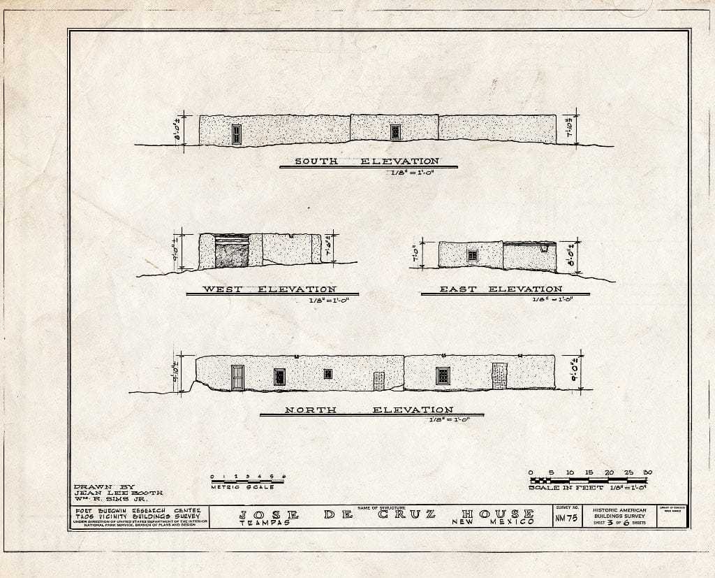 Blueprint HABS NM,28-Tramp,2- (Sheet 3 of 6) - Jose de Cruz House, Trampas, Taos County, NM