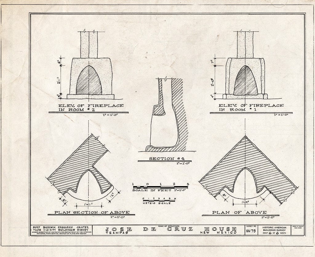 Blueprint HABS NM,28-Tramp,2- (Sheet 6 of 6) - Jose de Cruz House, Trampas, Taos County, NM