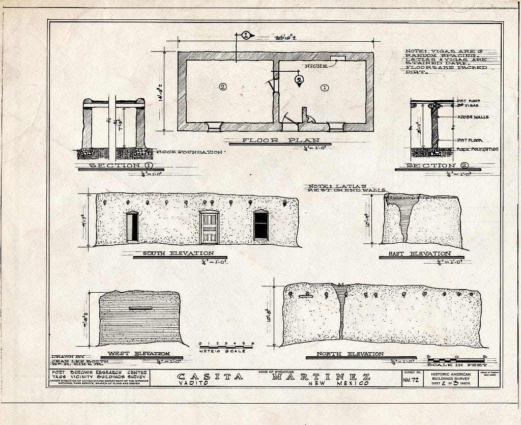 Blueprint HABS NM,28-VADI,1- (Sheet 2 of 3) - Casita Martinez, State Route 75, Vadito, Taos County, NM
