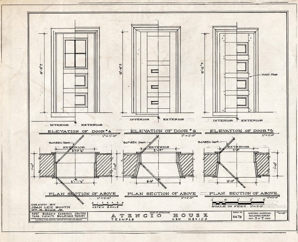 Blueprint HABS NM,28-Tramp,3- (Sheet 5 of 7) - Atencio House, Trampas, Taos County, NM