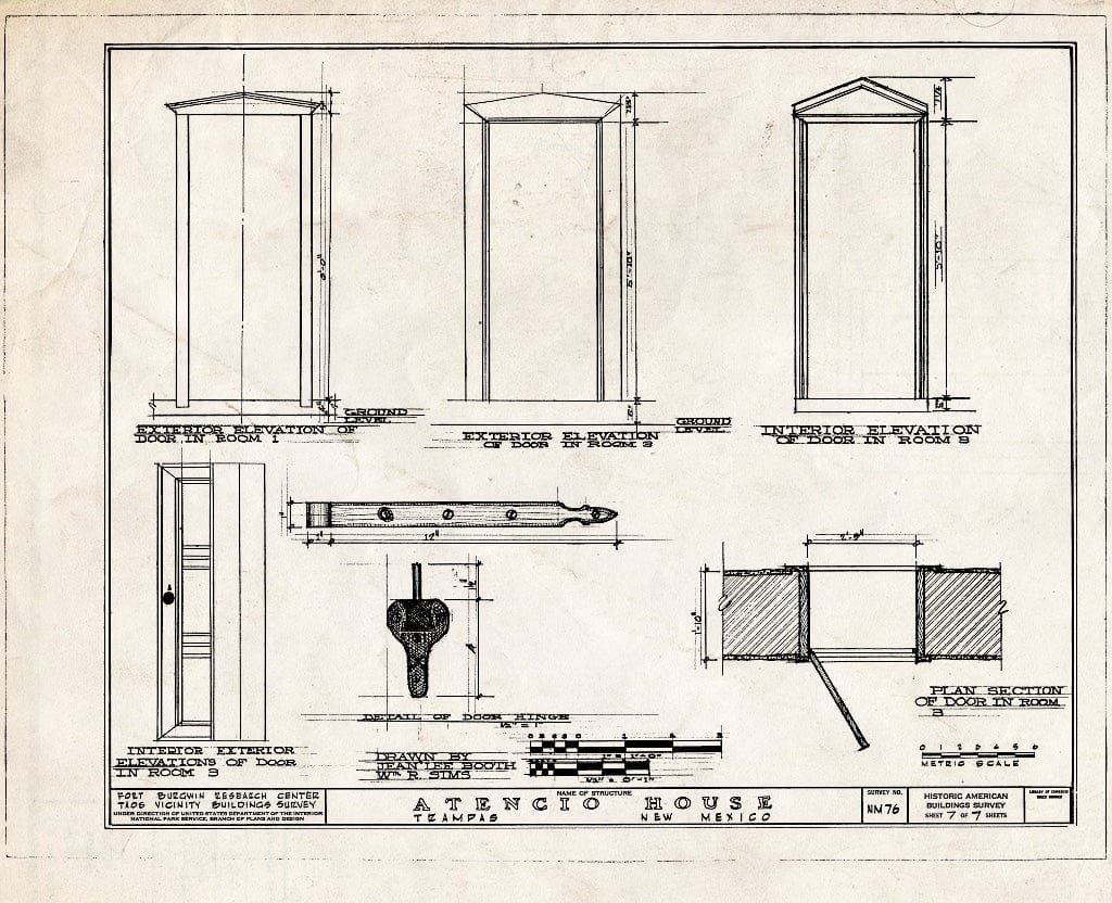 Blueprint HABS NM,28-Tramp,3- (Sheet 7 of 7) - Atencio House, Trampas, Taos County, NM